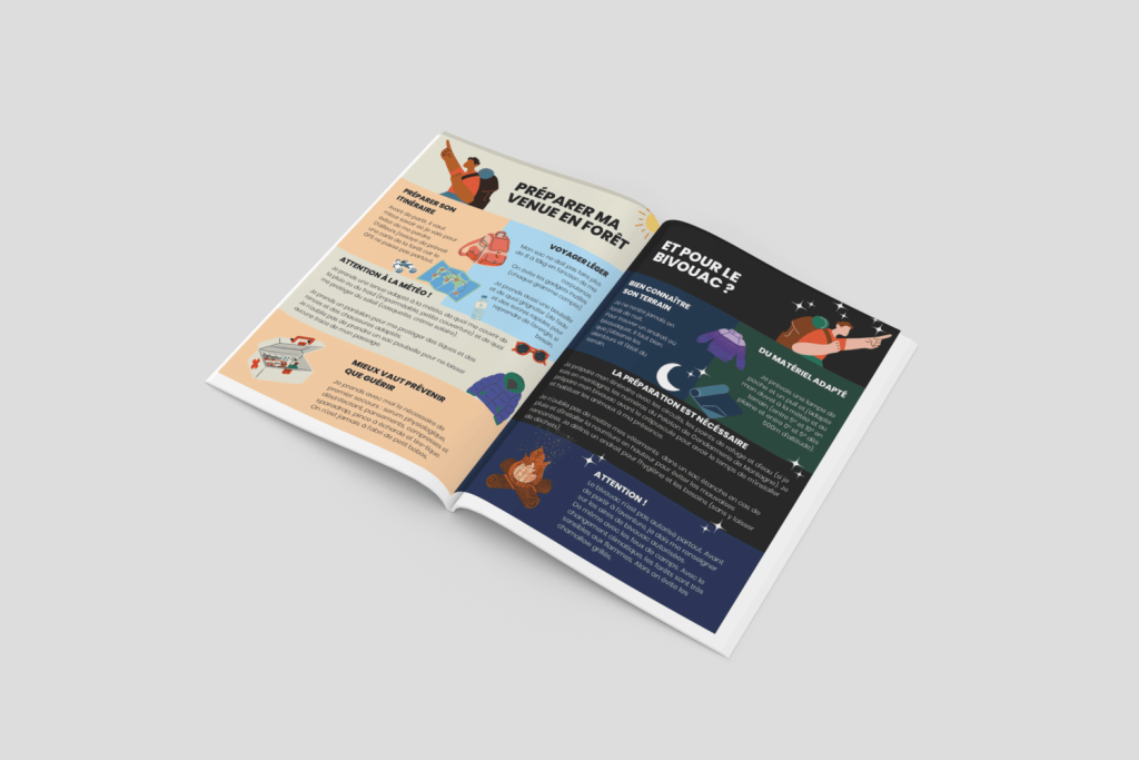 Mockup du guide Nuits des forêts page 10-11